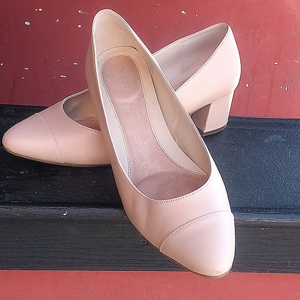 Cole Haan, baby pink square heel pumps